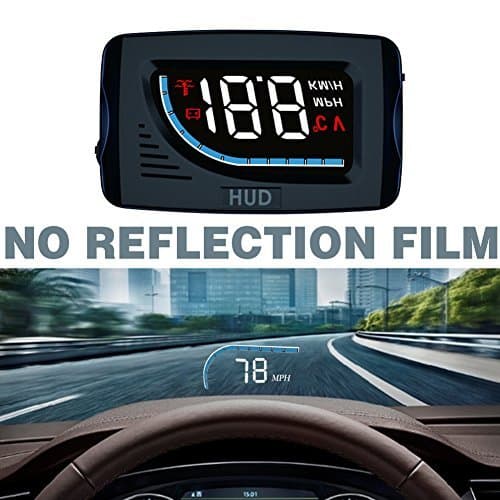 Car HUD Head Up Display 3inch Windshield Projector OBD II/EUOBD Interface Plug & Play Speedometers Engine Speed Auto Electronics Accessories