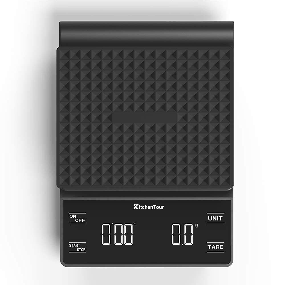 K KitchenTour Coffee Scale with Timer 3kg/0.1g High Precision Pour Over Drip Espresso Scale with Back-Lit LCD Display (Batteries Included), Black