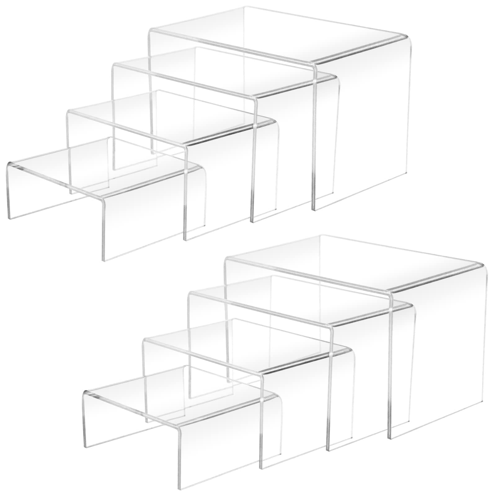 8Pcs Acrylic Display Riser(6",5",4"3") Clear Product Stand,Cupcakes Holder Dessert Display Transparent Showcase Stands, Candy Bar Risers, Acrylic Lifts Display for Figures