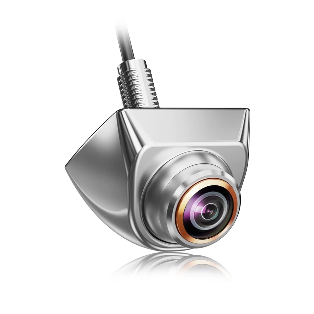 HD Backup/Front/Side View Camera with Gold Rim, GreenYi AHD 720P Reverse Rear Cam for Car, SUV, RV, Trailer, Camper, Van, Pickup, Metal Shell, Adjustable Fisheye Lens, 170 Degree Viewing Angle(Chrome)