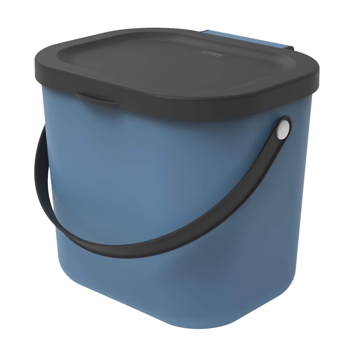 Rotho, Albula, Bio waste bin 6 l for the kitchen, Plastic (PP) BPA-free, blue/anthracite, 6l (23,5 x 20,0 x 20,8 cm)