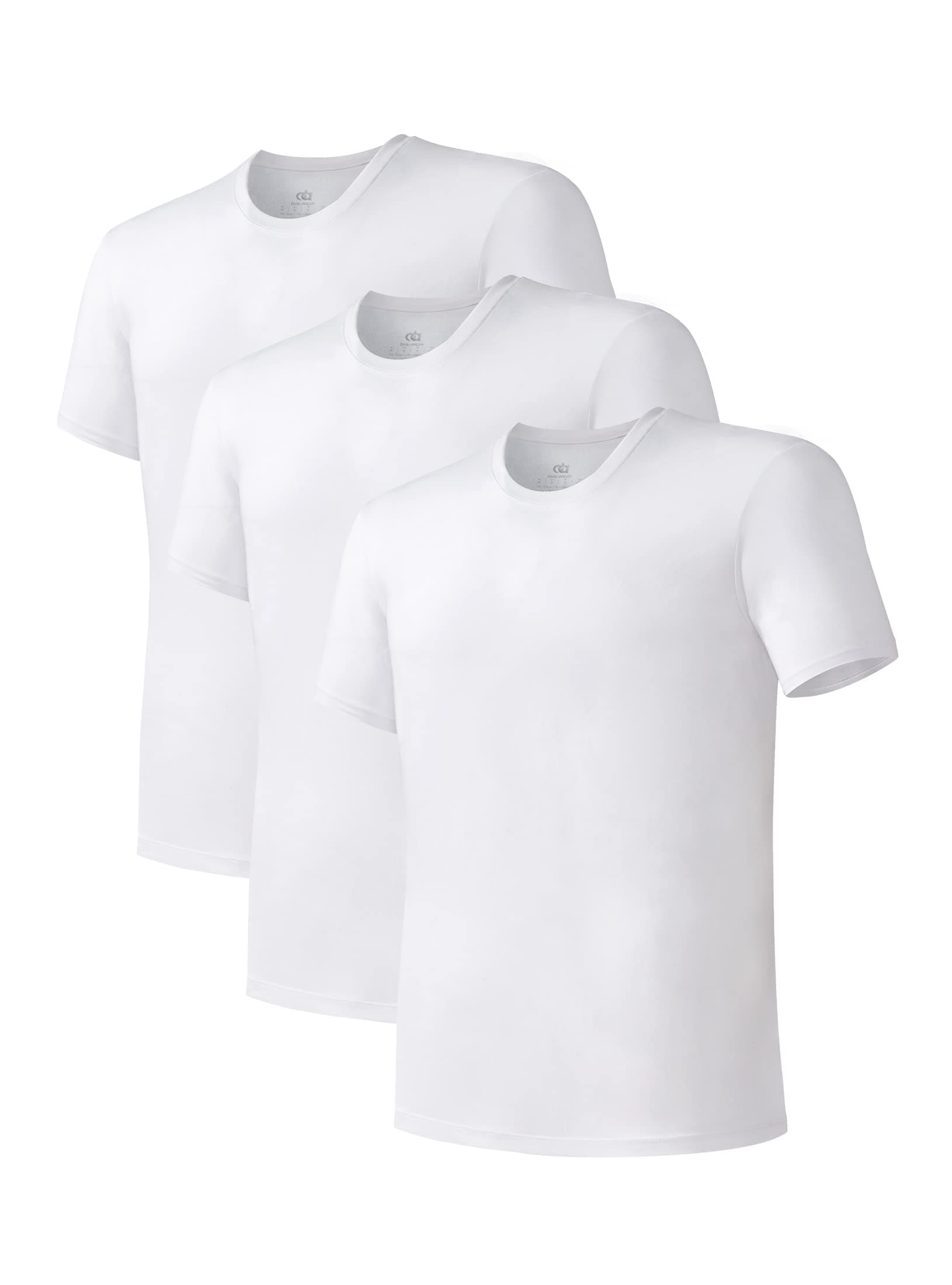DAVID ARCHY Men's Undershirts Micro Modal Ultra Soft T-Shirts Stretch Moisture-Wicking Crewneck/V-Neck Tees for Men, 3-Pack