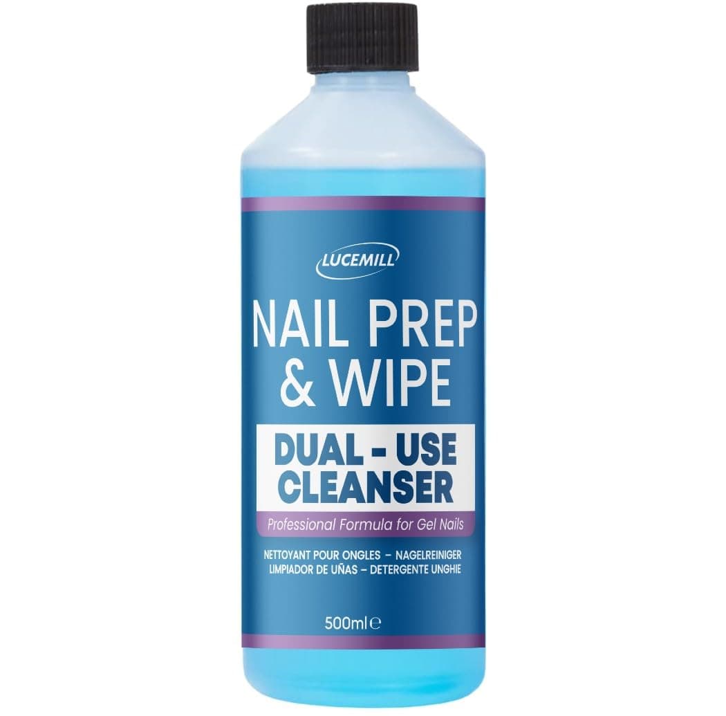 500ml Nail Prep & Wipe Cleanser | Professional Solution for Gel Polish & Acrylics | Removes Sticky Inhibition Layer After Curing | Fast-Drying, Residue-Free