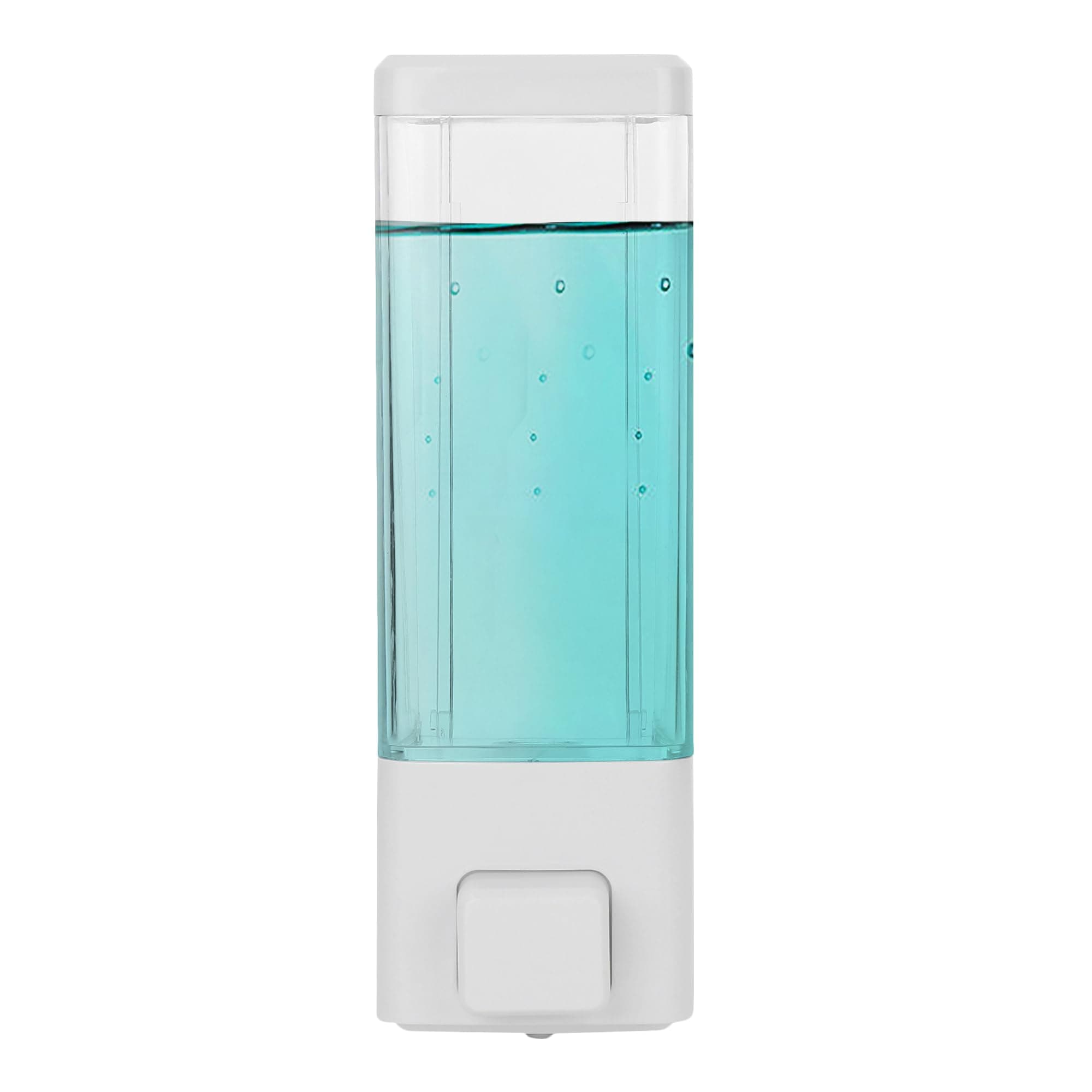 BATH GURU ABS Plastic Wall Mounted Liquid Soap Dispenser for Wash Basin Bathroom Kitchen (350 Ml, White)