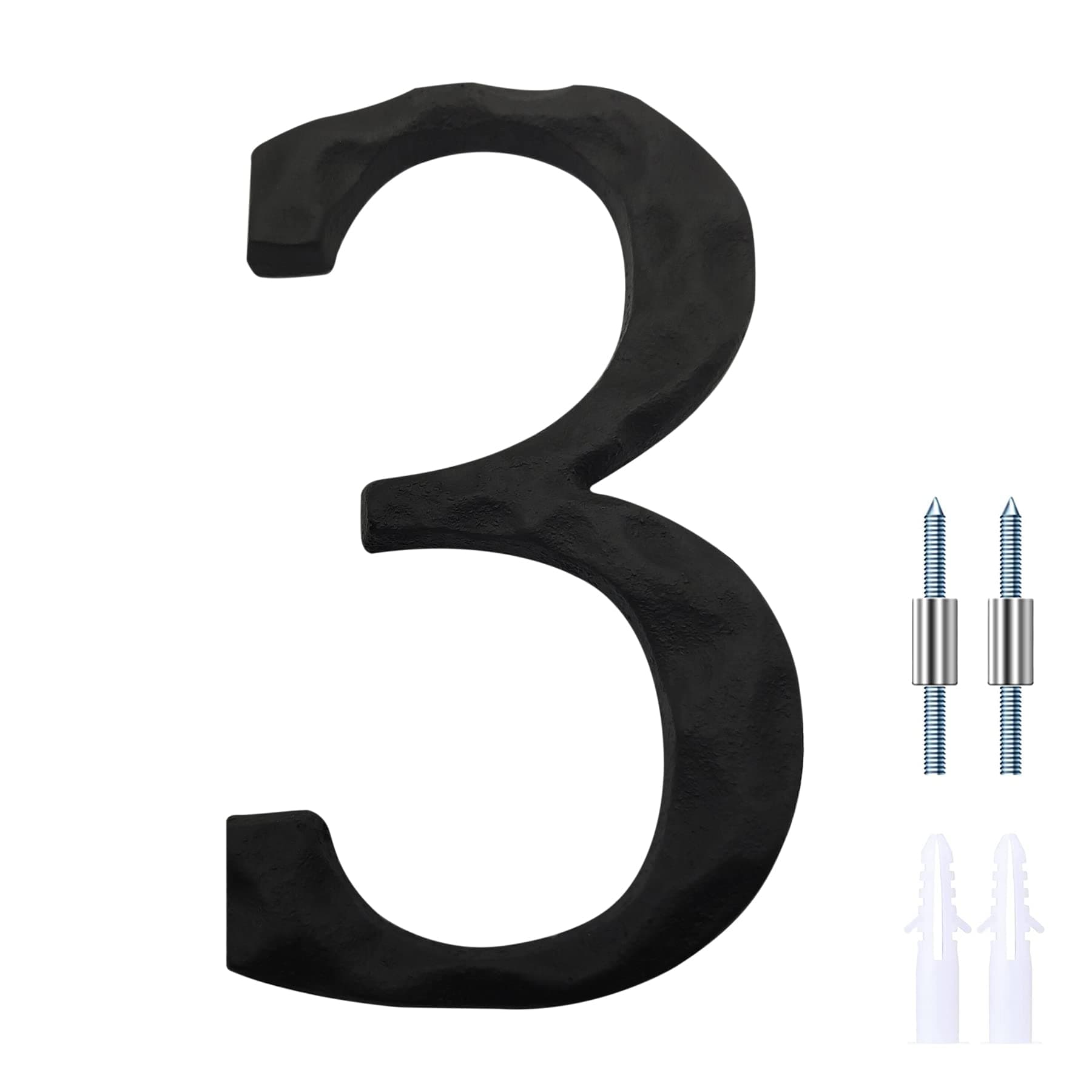 House Numbers for Outside-5 Inch Solid Cast Iron Home Address Numbers or Mailbox Numbers/Black/Number 3