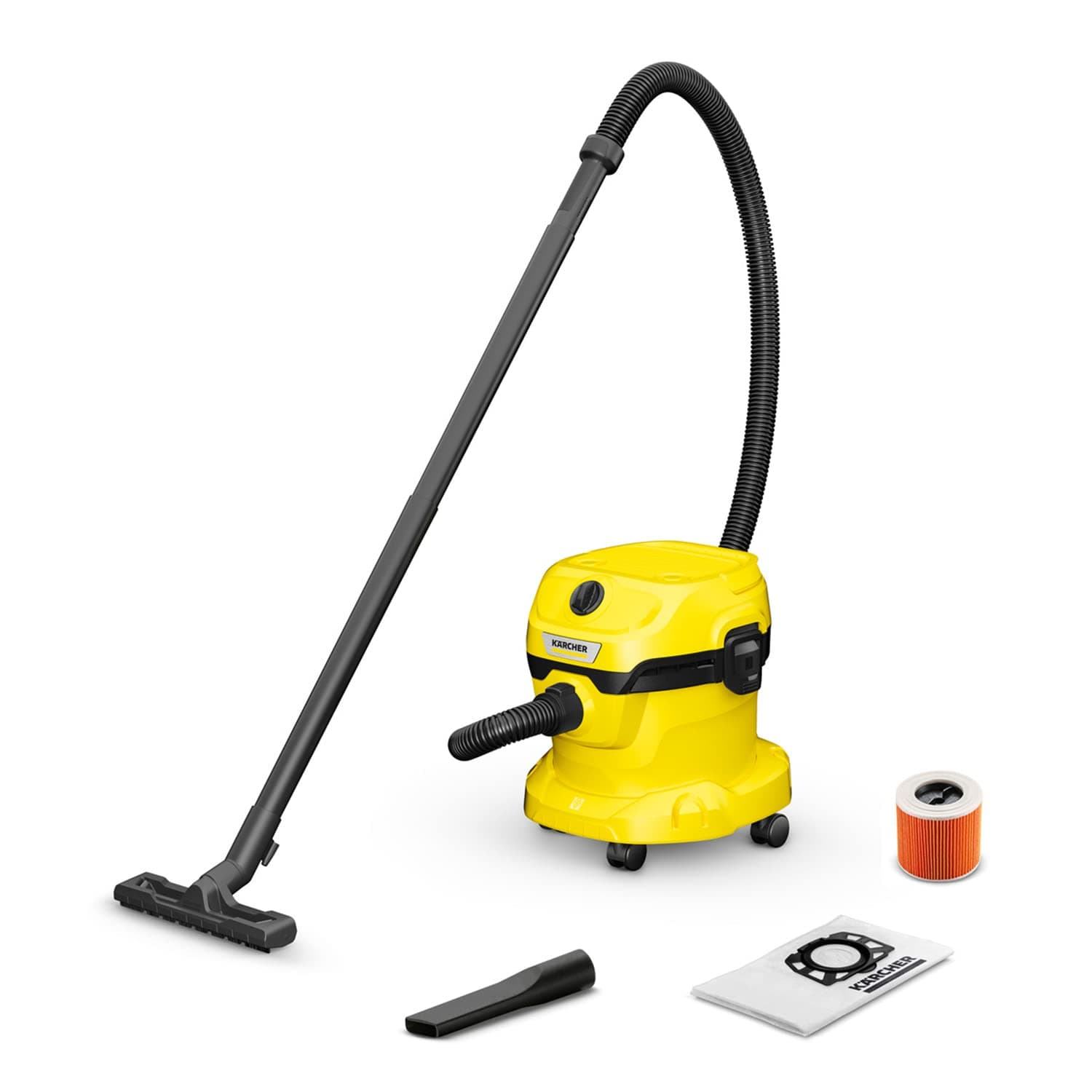 Karcher WD 2 Plus Multi-Purpose Wet and Dry Vacuum Cleaner – Compact 1000W Suction with 12L Container for Home and Garage Cleaning