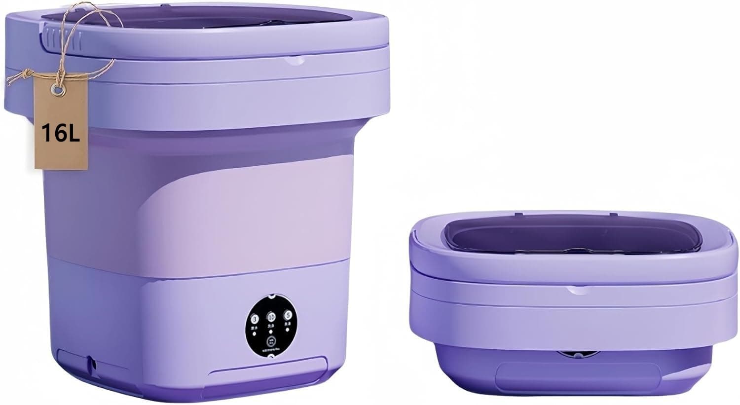 Portable Washing Machine, Mini Washer,16L Upgraded Large Capacity Foldable Washer.Deep Cleaning of Underwear, Baby Clothes and Other Small Clothes.Suitable for Apartments, Dormitories, Hotels.(Purple)