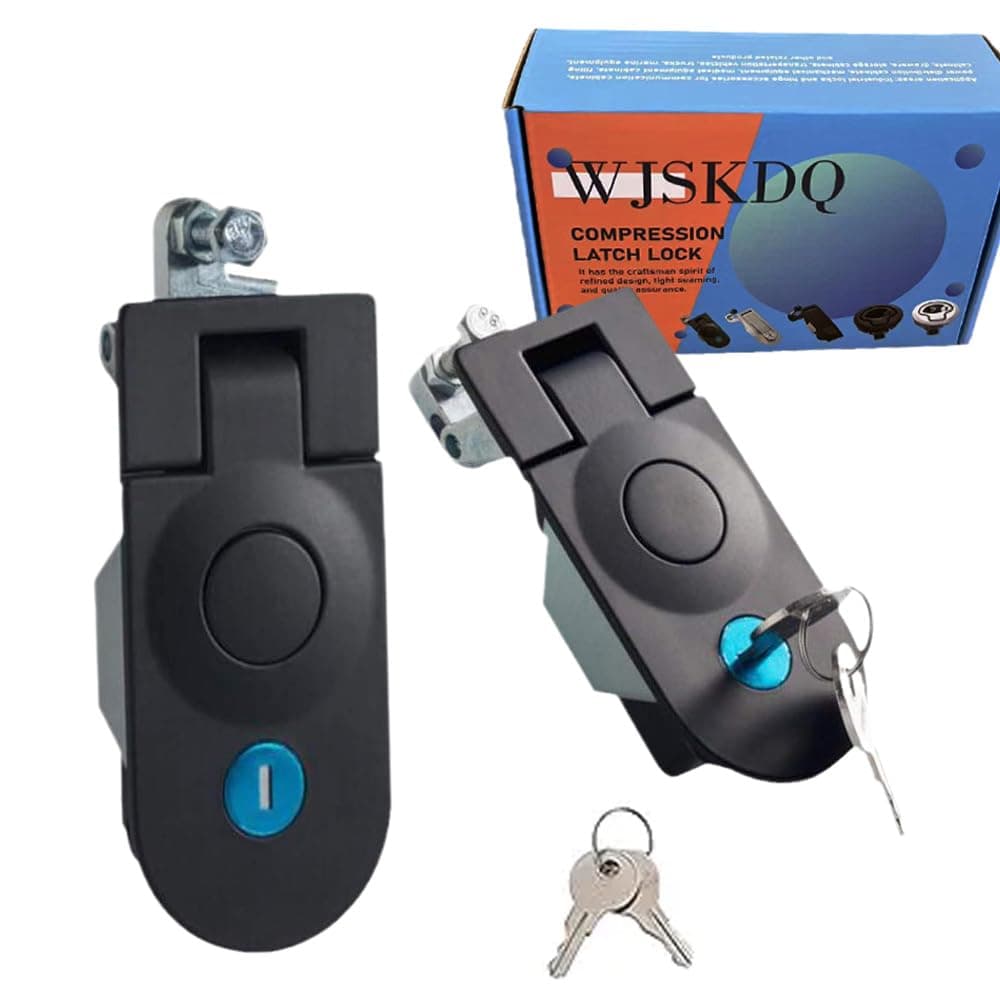 2PCS Compression Latches Black Powder Coated Zinc Alloy Compression Latch Flush Mount Trigger Latch Sealed Large Lever Hand Operated Compression Latch Adjustable for Cockpit Floor Door Cabinet