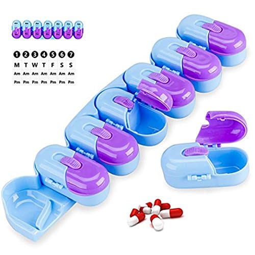 Pill Organizer,Sleek AM/PM Twice a Day Large Case with 7 Day Travel Containers