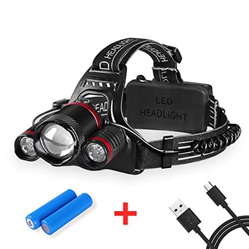 Intelligent Light Sense Headlamp, 5000 LM Rechargeable LED Head Flashlight 5 Modes Zoomable Headlight Waterproof, rechargeable Batteries Included