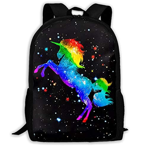CTWUVS ADPR Galaxy Rainbow Horse Waterproof Backpack Lightweight School Backpack Laptop Bag for Students Black