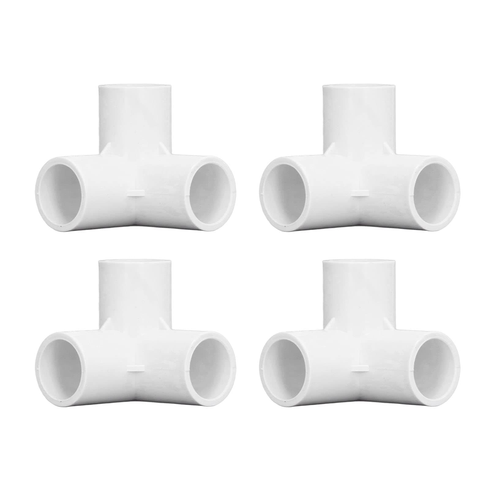 3-Way Pipe Fitting, PVC Tee Connector 90 Degree Elbow Multi-Function Impact Resistant 20mm Inner Diameter, for Tent Connection for Furniture Installation (White)