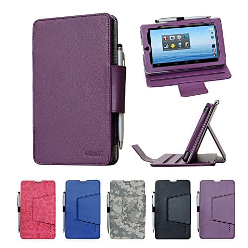 i-unik Case for E Fun Nextbook 7" Tablet Quad Core (Also fit Nextbook Ares 7) Slim Folio Case Bonus Stylus - (Purple)