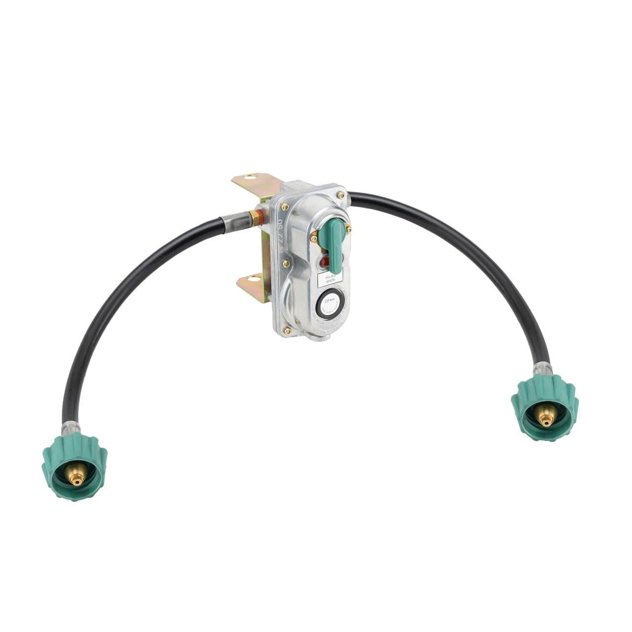 RV Propane Gas Regulator 2-Stage Auto Changeover | 11.5" Pigtail Hose Connector | 250 PSI | 287,500 BTU | Mounting Bracket & Cover | For RVs, Vans & Trailers