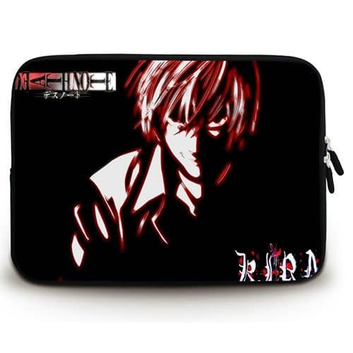 Anime Laptop Sleeve with Death Note Kira Patterns Waterproof Canvas Fabric 15 15.6 Inch Laptop Bag Case Cover(Twin Sides)