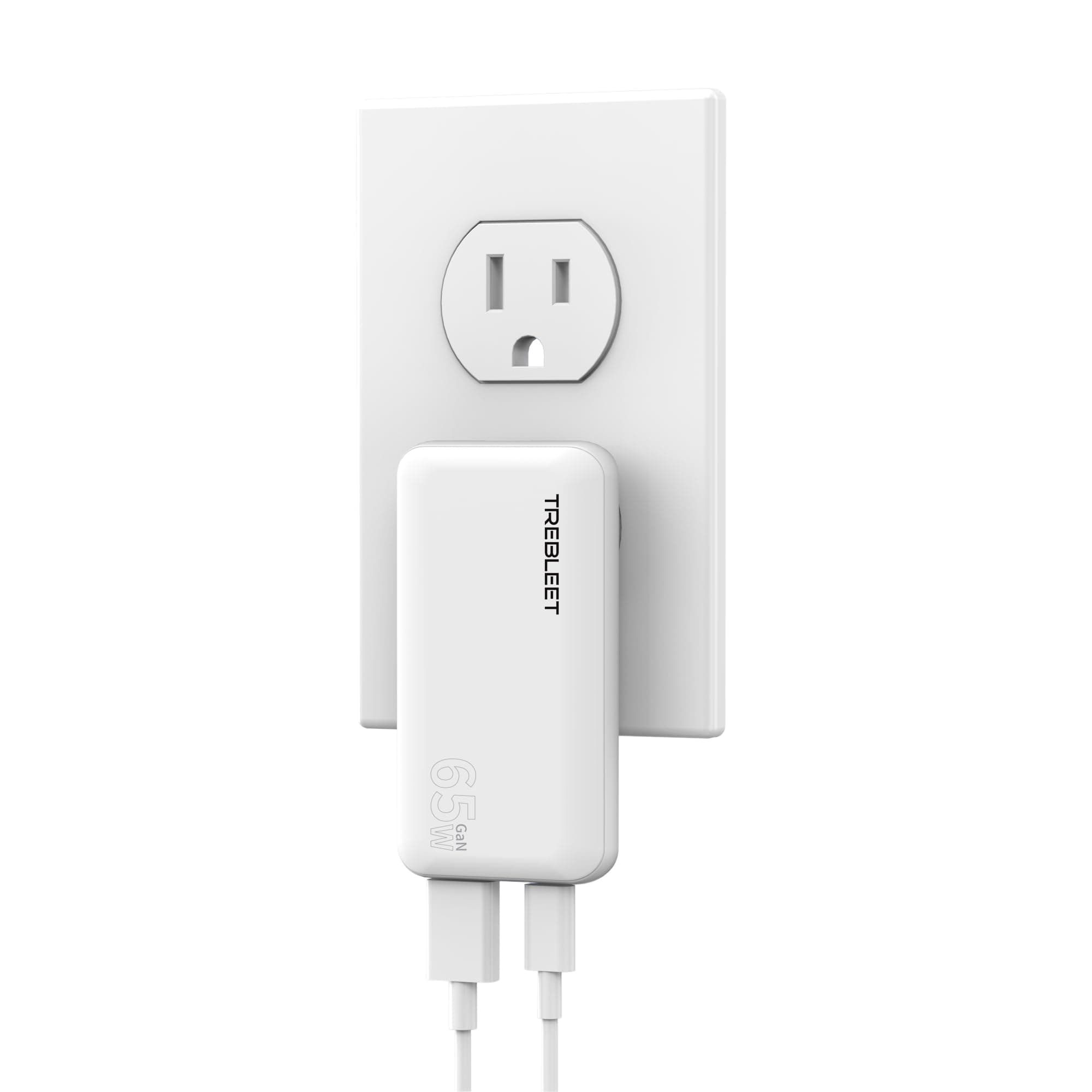 Ultra Thin 65W USB C Charger, Foldable for Travel, Flat Dual Port with PD 3.0 & GaN Tech for Laptops, MacBook, iPad Pro, iPhone 13/13 Pro, iPad Pro,S22, Galaxy Book, LG Gram, XPS, Pixel