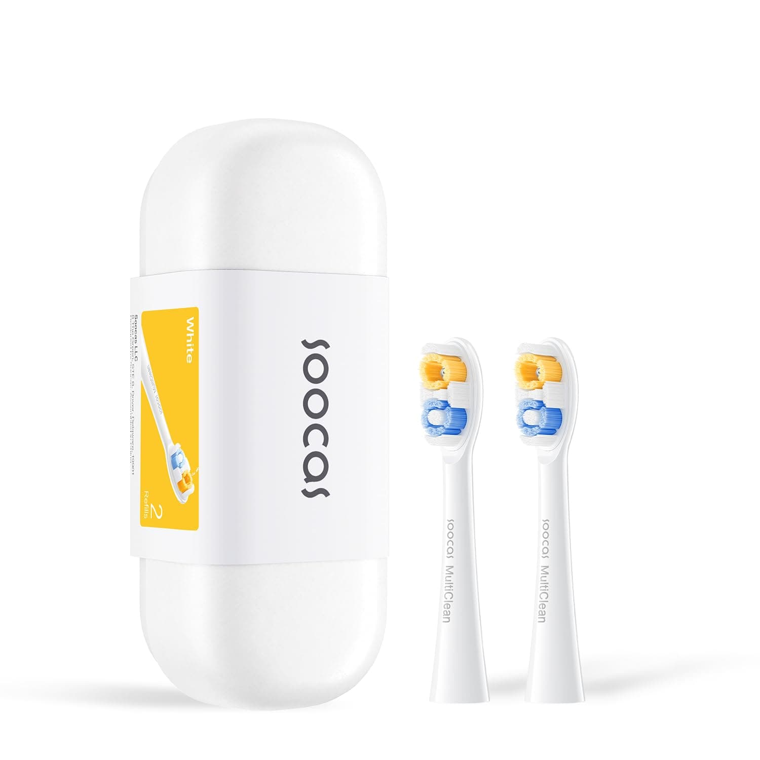 Soocas Multiclean Classic Clean Electric Toothbrush Replacement Heads, Deep Clean, Effective Plaque Removal, 2 Brush Heads, Pearl White