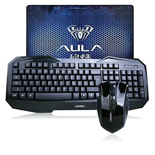 Deathwings D9700 2.4GHz Wireless Keyboard and Mouse Combo Optical with USB Nano Receiver and Gaming Mouse Pad