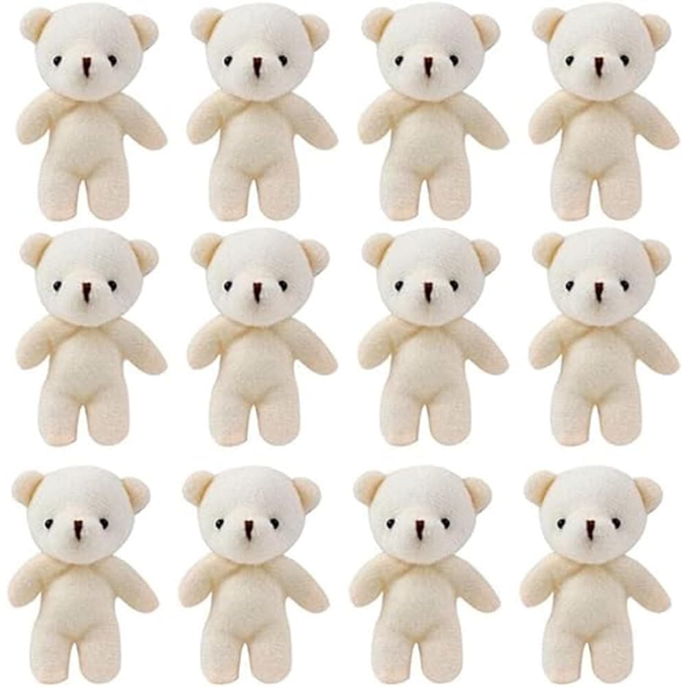 MAKINGTEC Teddies Bears Pendant, Mini Plush Bear Toy Small Plush Doll Bears Stuffed Animal Toys for Keychain Craft DIY Accessory Birthday Gifts Party Favors Supplies (12Pcs)