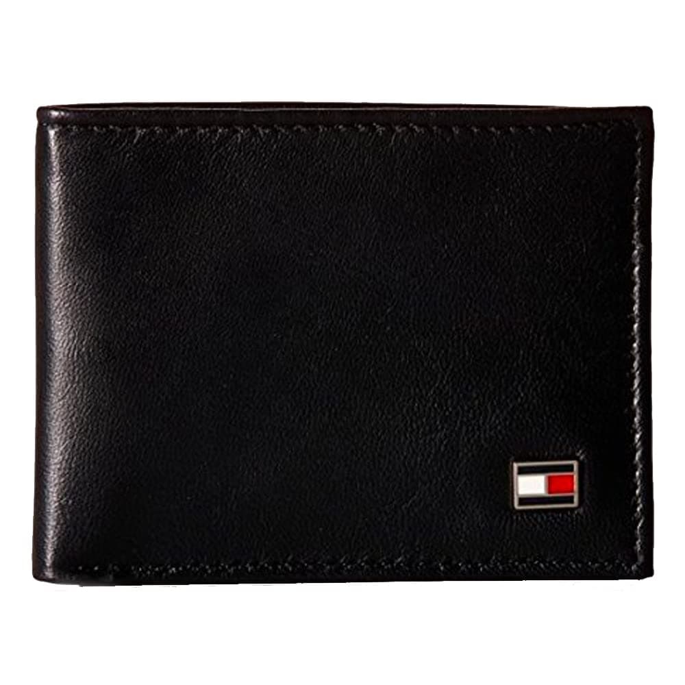 Men's Slim Leather Bifold Passcase Wallet with Removable ID Window