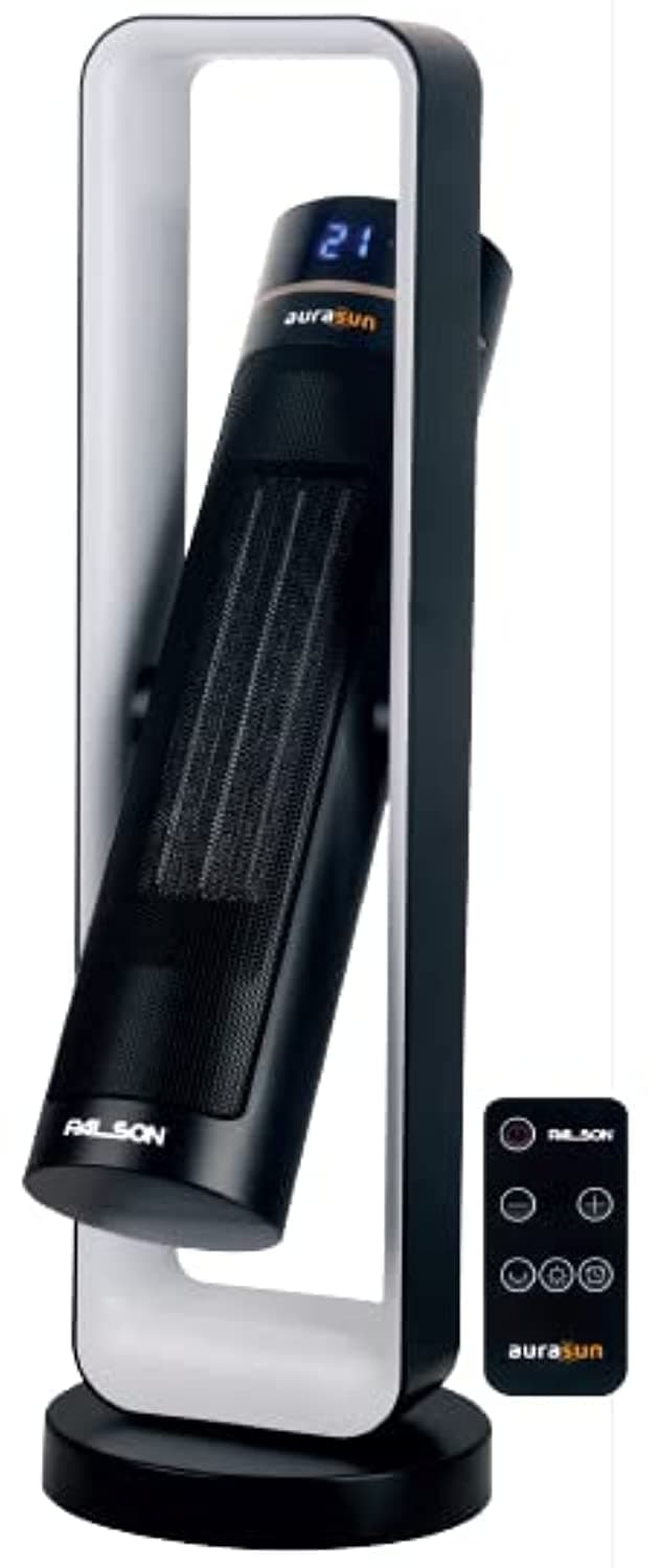Palson Ceramic Tower Heater with Adjustable Thermostat, Remote Control (2200W) Built in Overheat Protection Dimensions- 76.9 x 25.6 x 24.8cm Black Color Model-30861-1 Year Warranty.