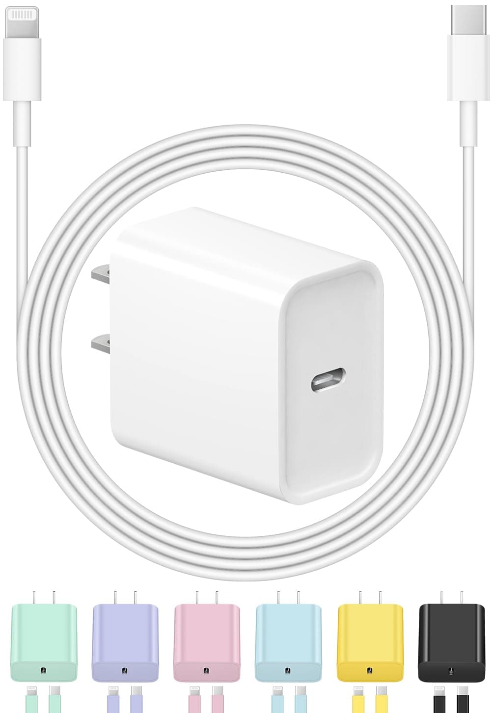 iPhone Charger Fast Charging USB C Charger Block Type C Chargers Fast Charging 20W PD Wall Chargers with 6FT Cord for iPhone 14/14 Pro Max/13/13 Max/12/12 Pro Max/iPad