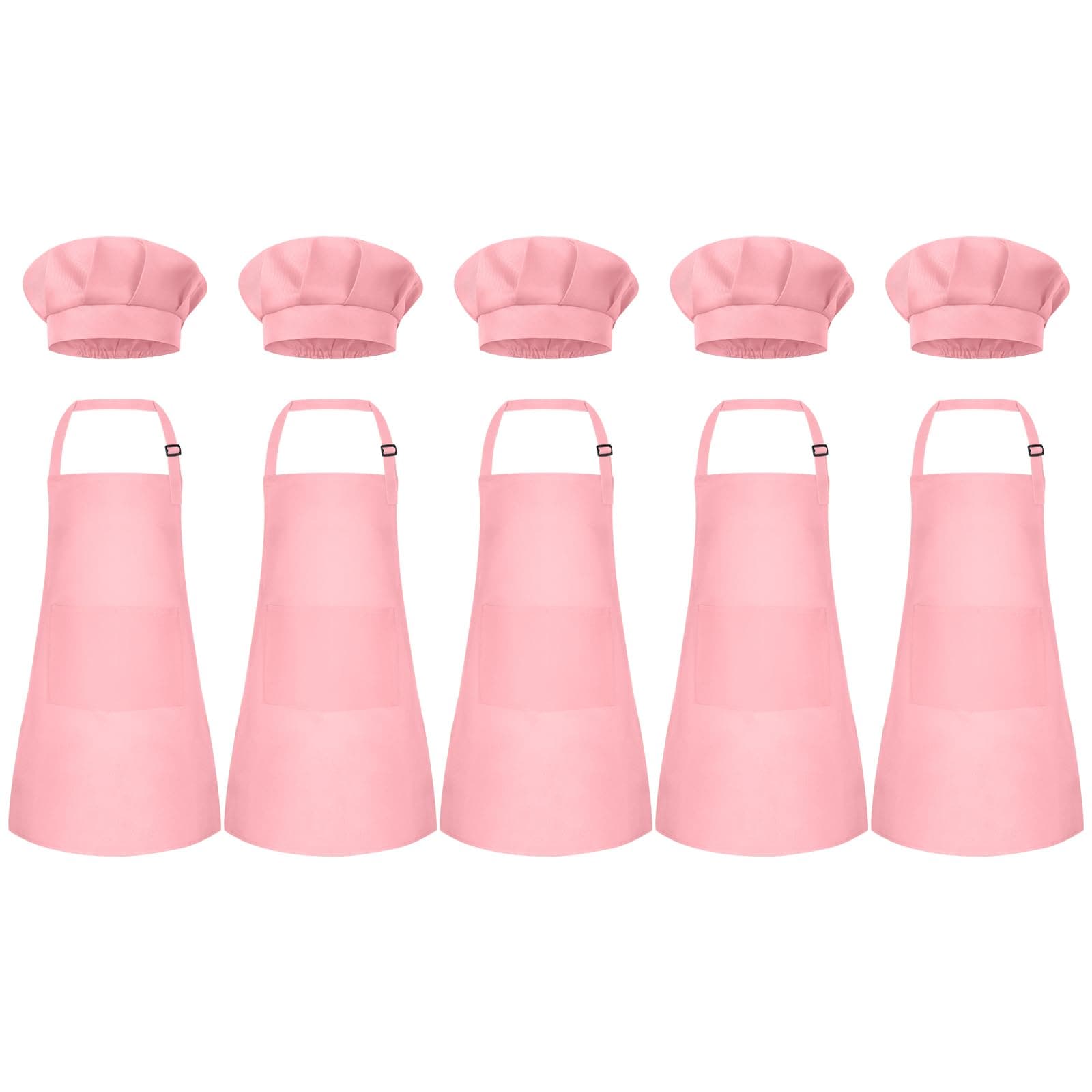 Kids Apron and Chef Hat Set Children Apron Adjustable with 2 Pockets Children Chef Painting for Cooking Baking