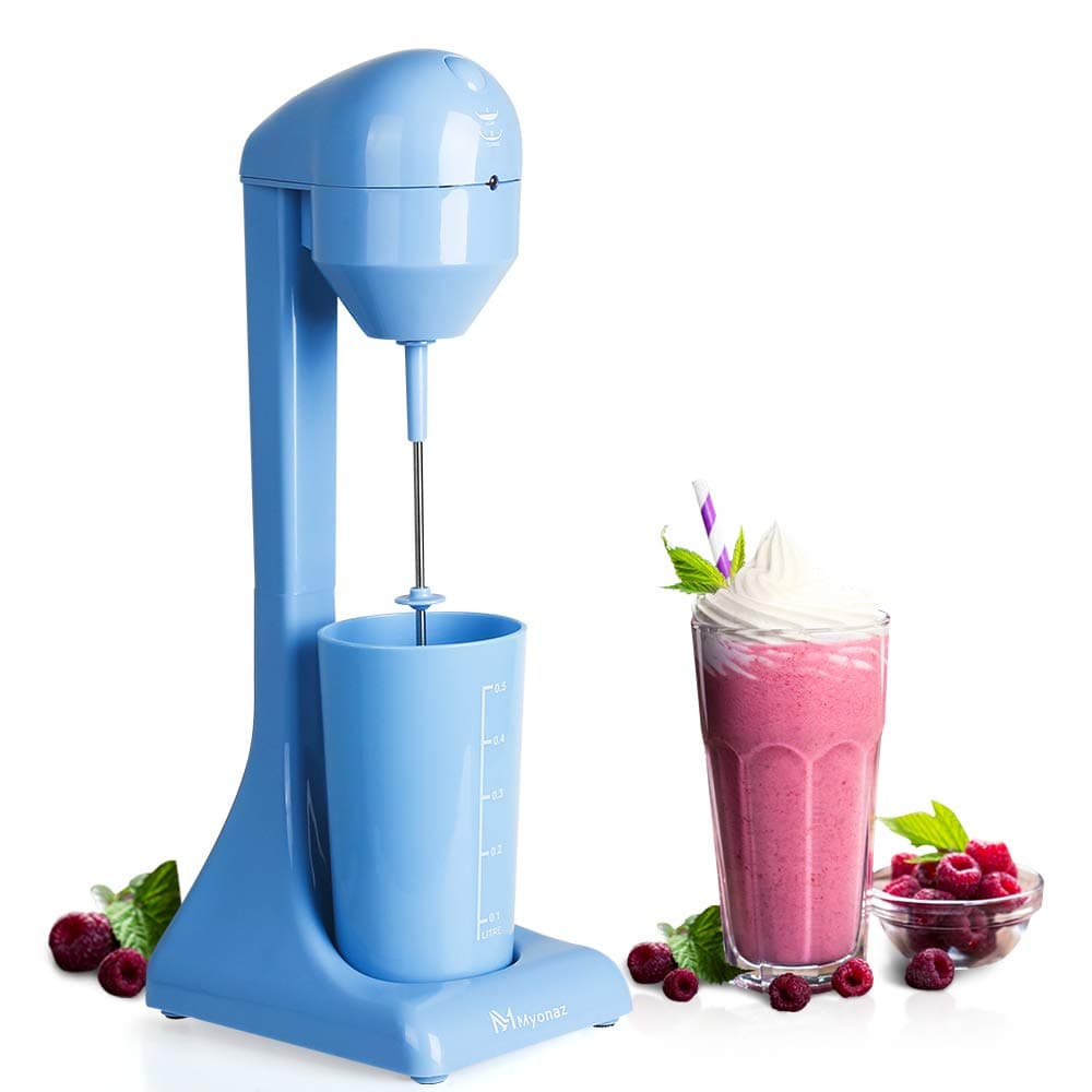 500ML Milkshake Maker Electric with 18 Ounce Cup 2 Speed Switch Milk Shaker for Ice Cream Mango Bliss Plastic Drink Mixer 120V (Blue)