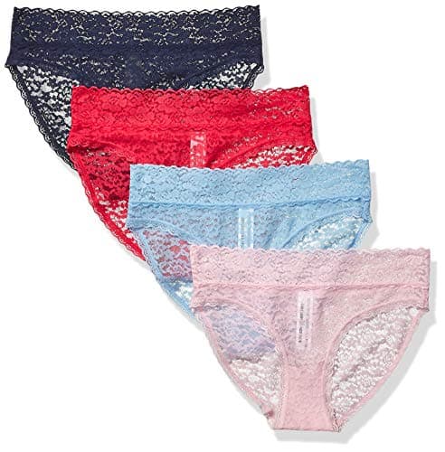 Amazon Essentials Women's Lace Stretch Bikini Brief Underwear, Pack of 4