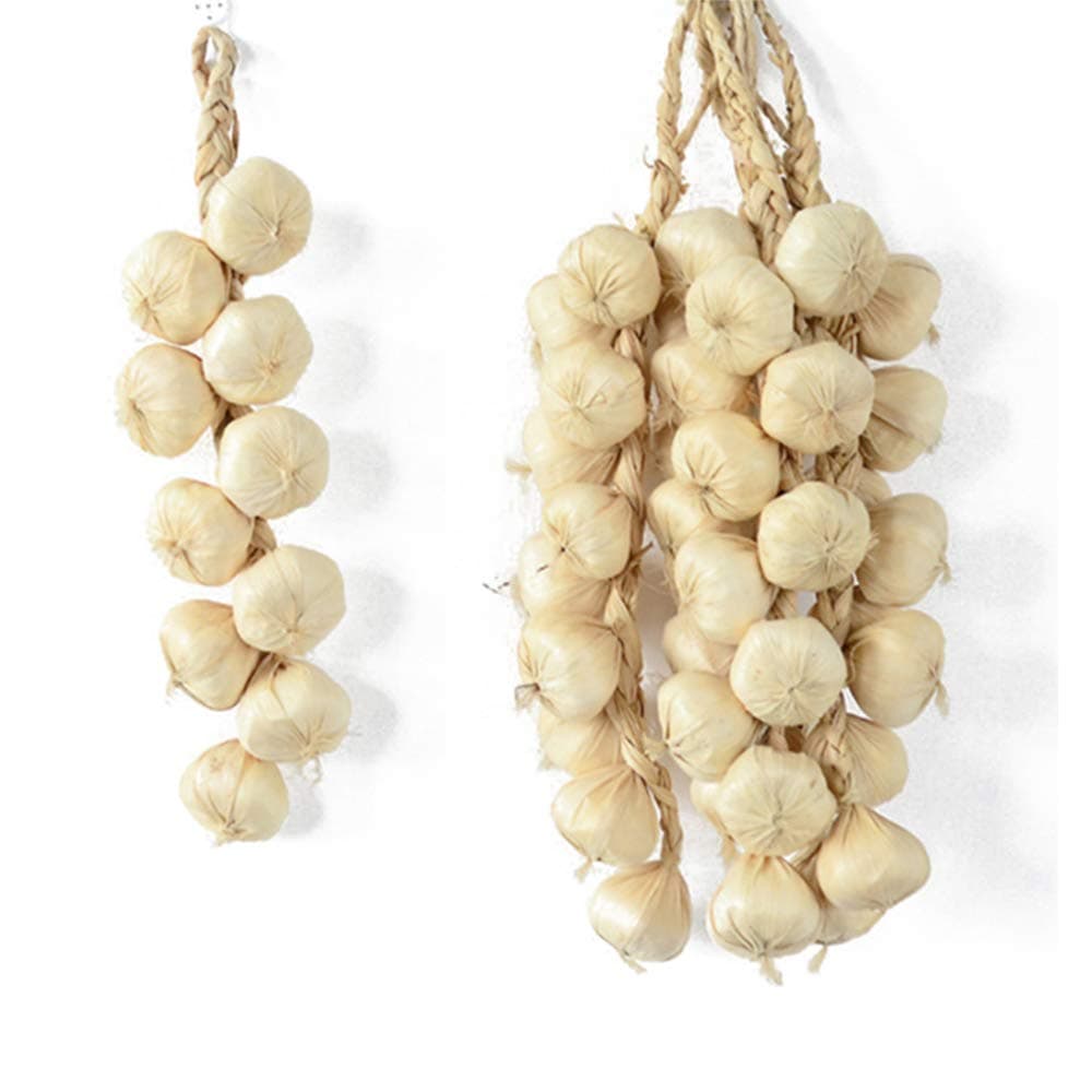 5pack Artificial Garlic String, Simulation Artificial Lifelike Fake Vegetable Photography Props Home Kitchen Harvest Decoration (White Garlic, 5pcs)