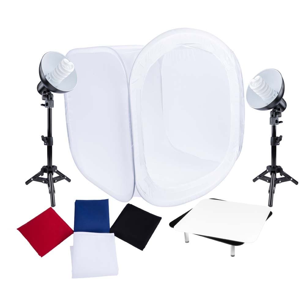 Interfit FLU102 Studio Essentials Low-Profile - Table Top Product Photography Studio Kit, Black