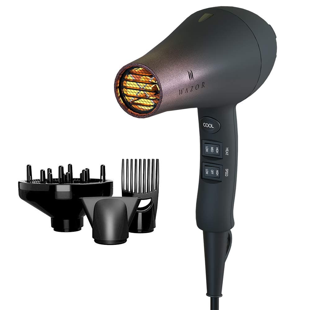 Pro Salon Grade Fast Drying Hair Dryer Ionic Ceramic Infrared Heat hairdryer, 2 Speed and 3 Heat Settings, AC Motor Blow dryer with Concentrator, Diffuser and Comb