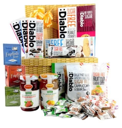 Luxury Extra Large No Added Sugar Food Hamper Box - Suitable for Diabetic Diets and Dietary foods Biscuits Chocolate Spread Coffee Sweets Teas Jam Marmalade