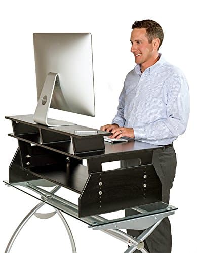 Adjust-to-Your-Height Standing Desk Topper - Triple Level Work Surface (Black)