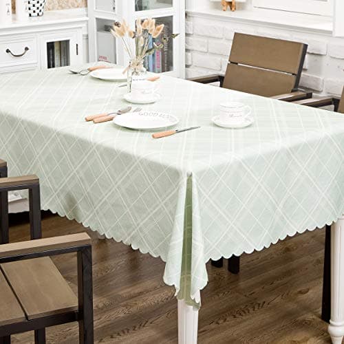 Hewaba Rectangle Printed Tablecloth - 60" x 84" Polyester Washable Table Cover, Seats 6-8 People, Wrinkle Free, Oil-Proof/Waterproof Tabletop Protector for Kitchen Dining Party - Blue Plaid