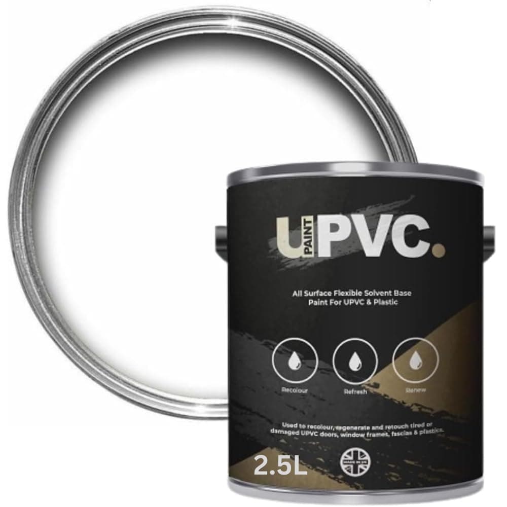 All-In-Once UPVC Plastic Paint - Windows - Doors - Frames - Conservatories - Fascia - Downpipes - Guttering | Semi Matt Finish - 2.5 Litre (Brilliant White Ral 9016)