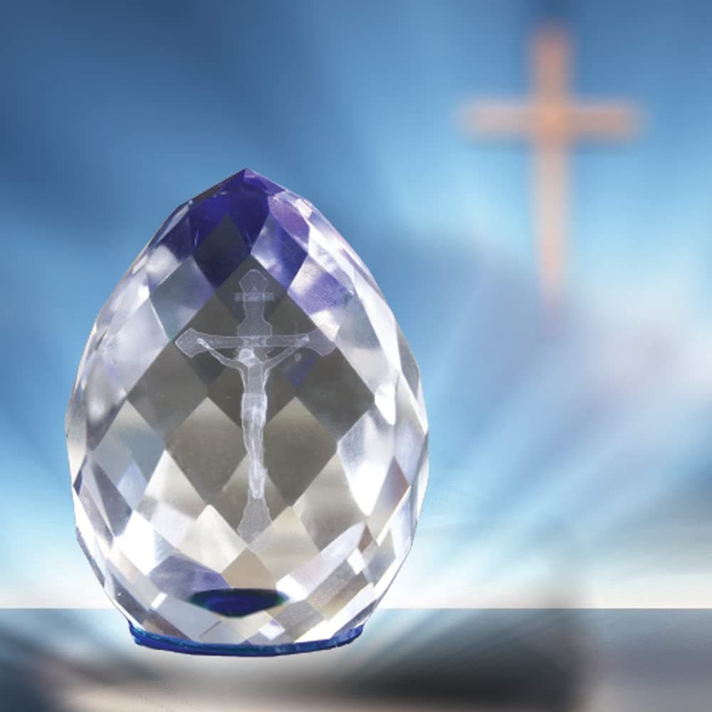 Lilone 3D Cross Crystal Cube Figurine Diamond Shape - Size 3 Inch (Christmas Decoration)