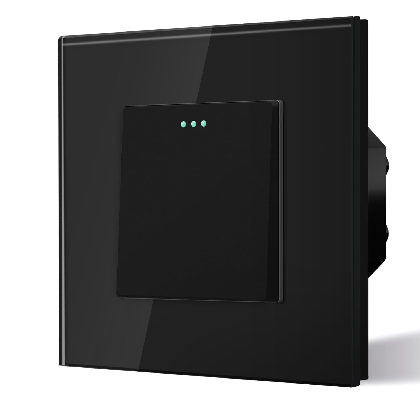 BSEED Light Switch with Phosphor Dots,Stylish Crystal Glass Black Wall Rocker Button Switches, 1 Gang 3 Way, 10A 250V