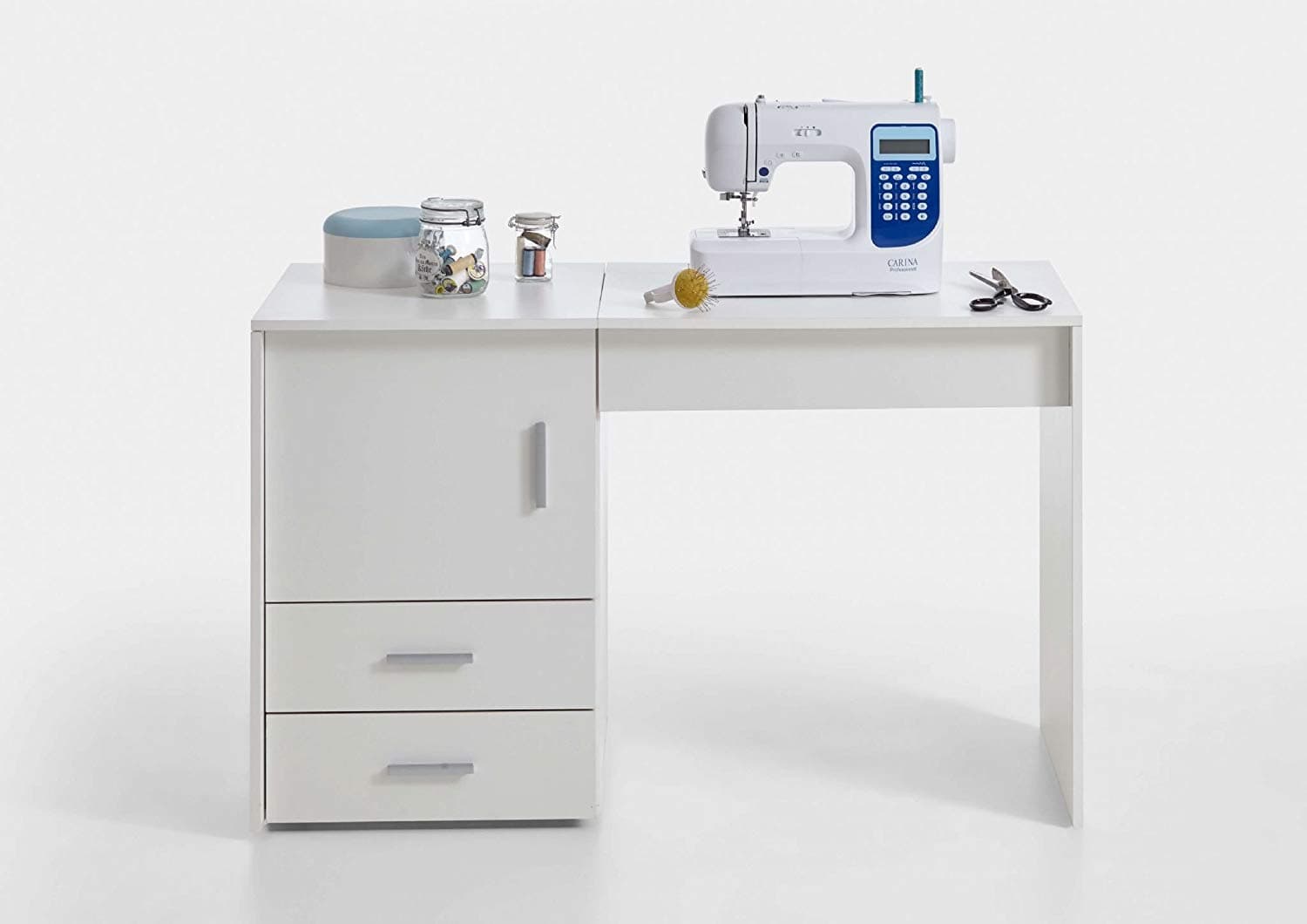 Debanks White Sewing Machine Table Cabinet