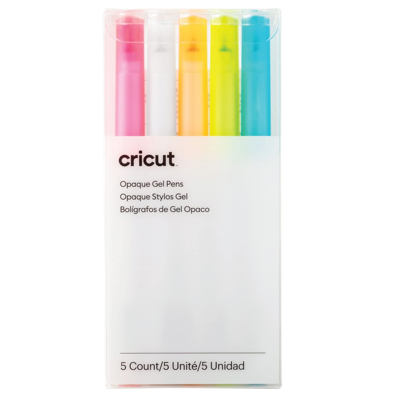 Cricut Opaque Gel Pens (Set of 5), Use with Cricut Maker and Explore Cutting Machines, Add a Pop to The Darkest Colors of Paper, Cards & Labels (Medium Point 1.0mm, Assorted Colors)