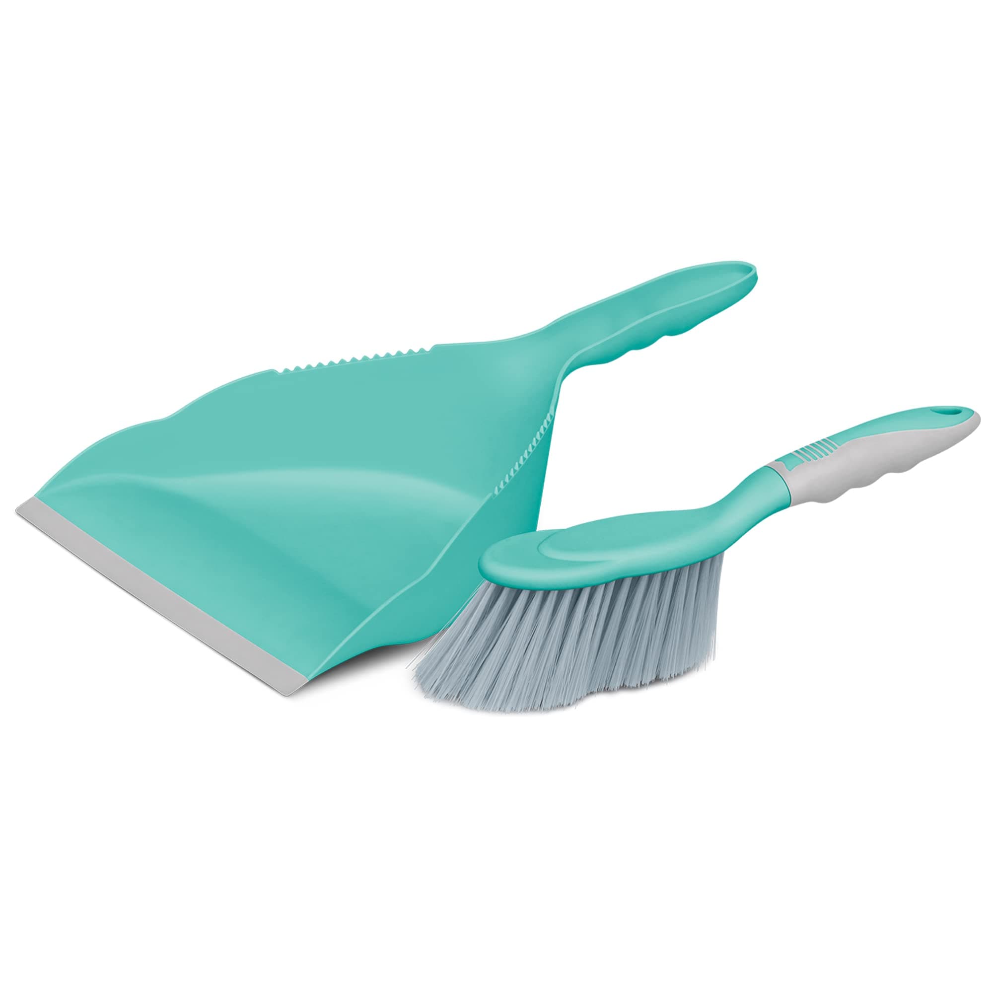 Spotzero by Milton Dustpan Set with Brush (Aqua Green), Pack of 2