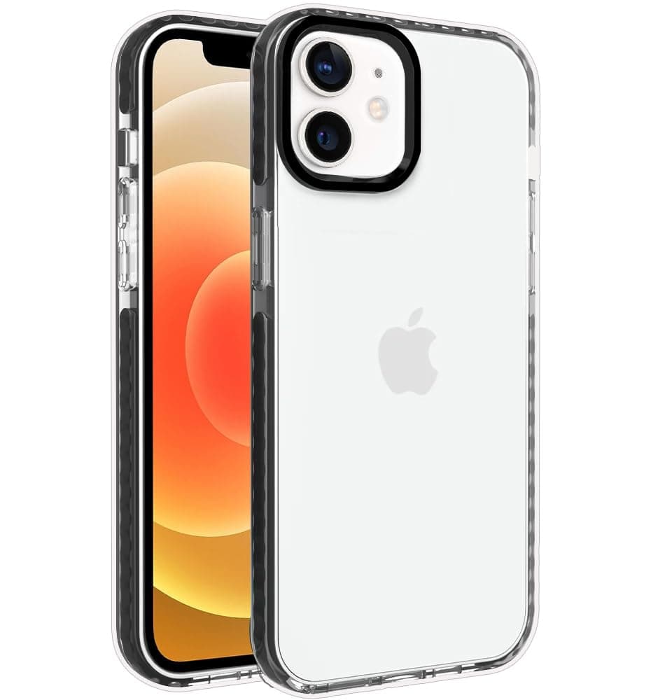 A rtistque Ultra Stylish Back Cover Case for iPhone 12/12 Pro | Premium Shockproof TPU | Protective Design | iPhone 12/12 Pro Bumper Back Cover - Black,Transparent