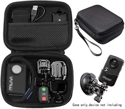 Professional Body camera and action camera case for Veho VCC003, VCC005 MUVI HD10 and HDPRO, PNZEO F5, Transcend TS32GDPB10A, Pyle PPBCM9, Miufly 1296P, R-Tech HD Night Version camera, SD card Pockets