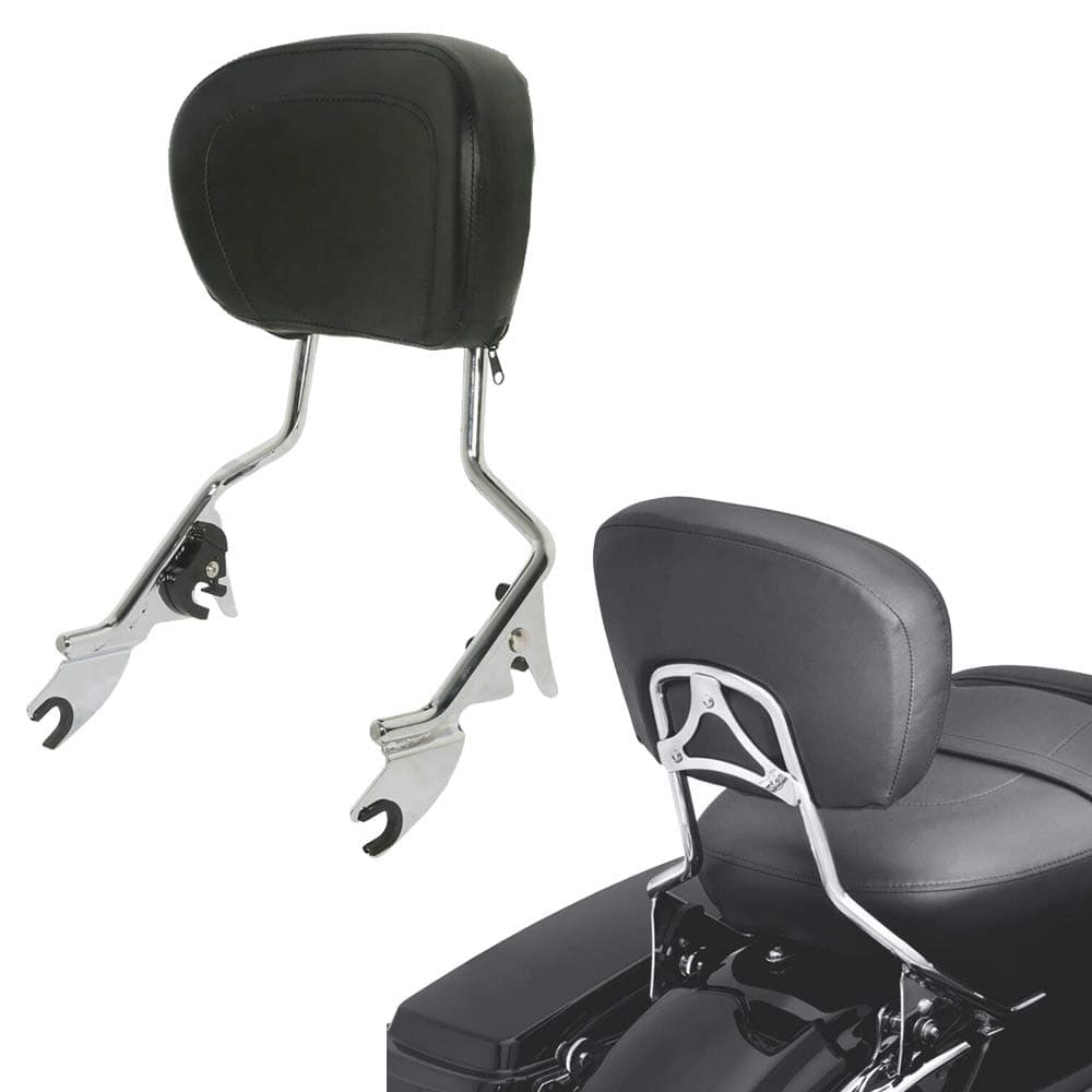 RYCYCLE Chrome Quick Detach Passenger Backrest Sissy Bar For Harley Davidson Touring Street Glide Road Electra Glide Road King 2009 2010 2011 2012 2013 2014 2015 2016 2017 2018 2019