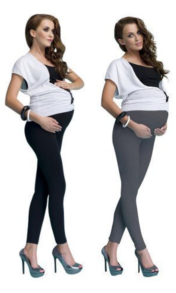 Galaxie 2 Pack of Maternity Cotton Front Panel Over Bump Full Ankle Length Leggings
