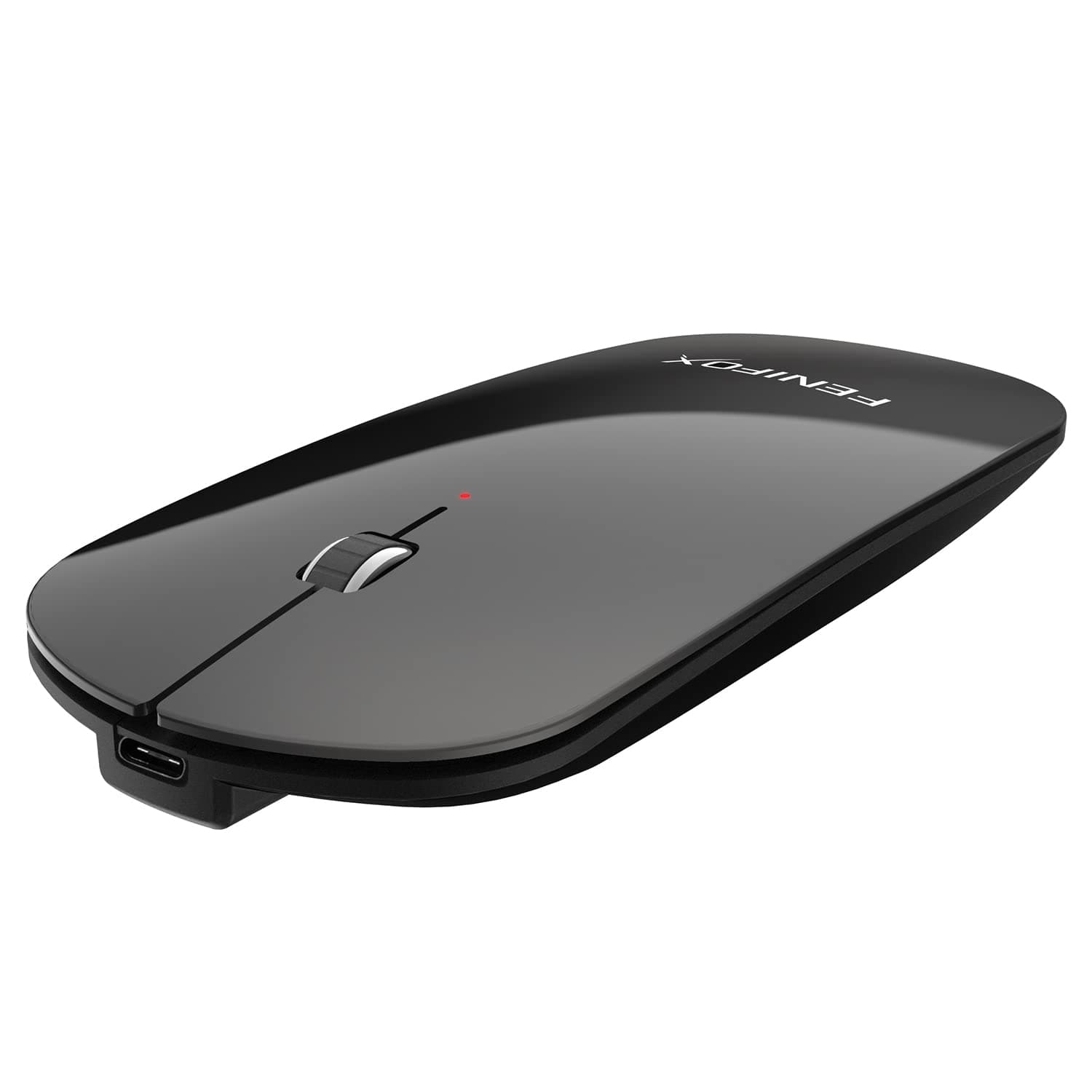FENIFOX Bluetooth Mouse Slim Mini Whisper-Quiet Flat Portable Wireless Mice Rechargeable Compatible with LaptopPCTablet Android Windows XP(Black)
