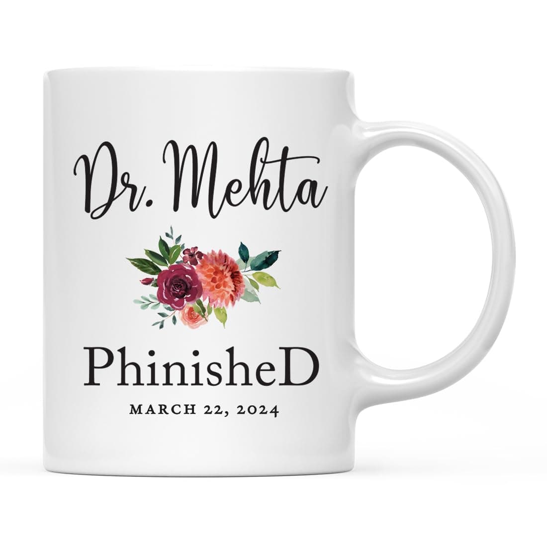 Andaz Press Personalized Custom 11oz. PhD Graduation Coffee Mug Gift, Dr. Phinished, 1-Pack Cups for Graduates Students Class of Doctorate Grad Diploma Class of 2025 Graduation Mug PhD Cup PhD Gifts