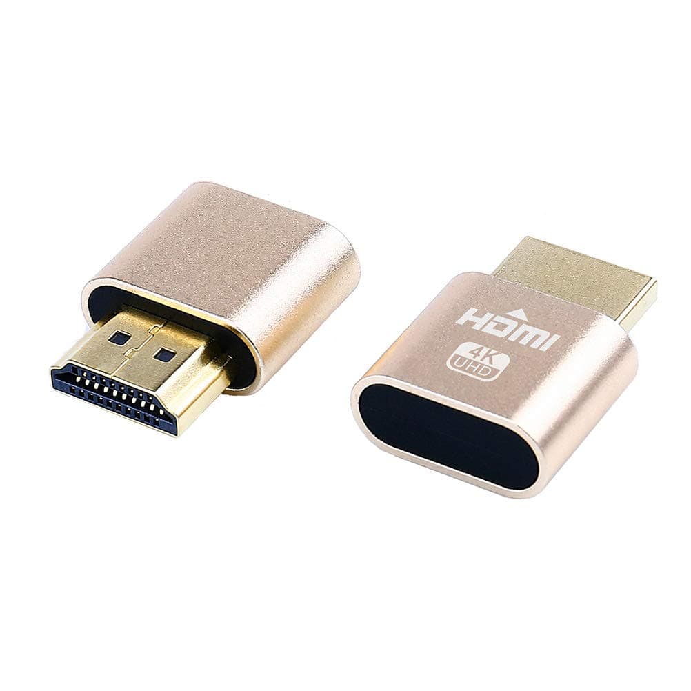 DTECH DTECH HDMI Dummy Plug 4K Display Emulator Compatible with Windows Mac OSX Linux (fit-Headless, 2 Pack)