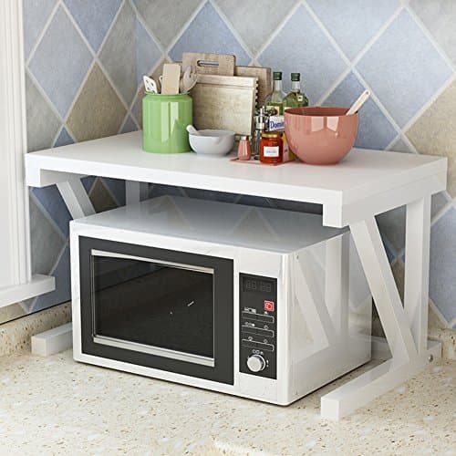 MAGO Kitchen Microwave Shelf Oven Rack Floor Standing Multifunction Condiment Bottles Bracket Metal Single Layer, Storage Racks Kitchen Counter and Cabinet Shelf, 10 Colors 52x26x37CM