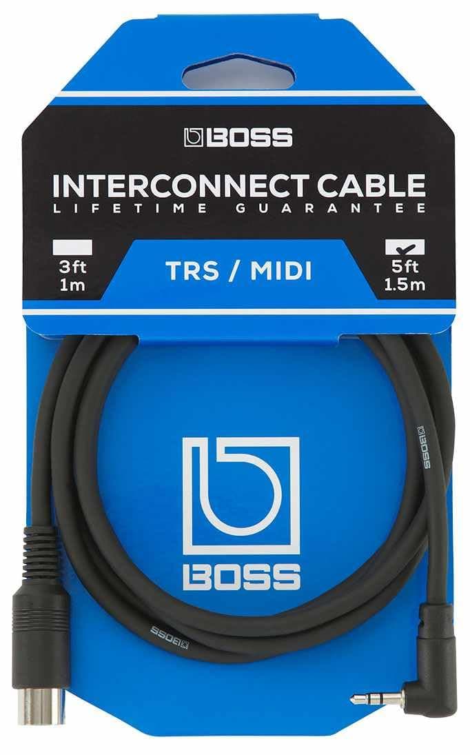 BOSS BMIDI 5-35 3.5 Mm Stereo Jack Midi Angled 3.5 Mm Trs (Male) To 5-Pin Midi (Male) 5 Ft/1.5M Length